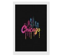 Chicago Skyline Diamond DIY Painting Kits Round Full Drill Digital Art Craft for Home Office Wall Decor 8"x12"