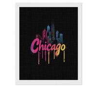 Chicago Skyline Diamond DIY Painting Kits Square Full Drill Digital Art Craft for Home Office Wall Decor 16"x20"