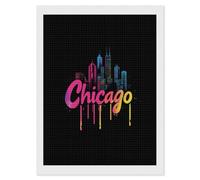 Chicago Skyline Diamond DIY Painting Kits Square Full Drill Digital Art Craft for Home Office Wall Decor 12"x16"