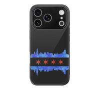 Chicago Skyline Flag Cell Phone Glass Cases Classic Protection Compatible with iPhone 17/17 Air/17 Pro/17 Pro Max