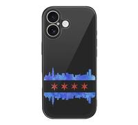 Chicago Skyline Flag Cell Phone Glass Cases Classic Protection Compatible with iPhone 17/17 Air/17 Pro/17 Pro Max