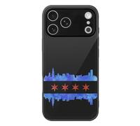 Chicago Skyline Flag Cell Phone Glass Cases Classic Protection Compatible with iPhone 17/17 Air/17 Pro/17 Pro Max