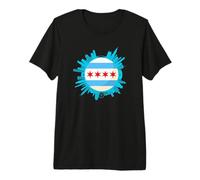 Chicago Skyline Flag City History Travel Souvenir Premium T-Shirt