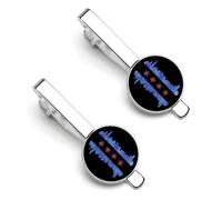 Chicago Skyline Flag Tie Clips for Men Shirt Necktie Bar Pinch Mens Suit Tie Accessories Silver Tack Pins Cufflinks