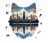 Chicago Skyline Jigsaw Puzzle 175PCS Wolf Head Design Puzzle Wooden Jigsaw Puzzles for Adults Families