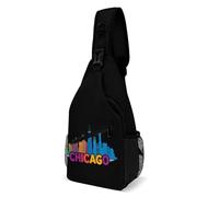 Chicago Skyline Men's Print Crossbody Large Sling Backpack Casual Chest Bag Gift for Traveling Hiking Workout