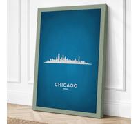 Chicago Skyline Modern Canvas Wall Art Print 24x16 Inch (61 x 41 cm)