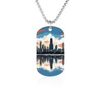 Chicago Skyline Necklace Gift for Girlfriend Boyfriend, Long Chain Pendant Custom with Picture, Personalized Necklace Gift for Christmas Anniversary Family Birthday Valentine's Day