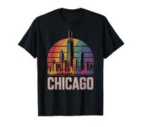 Chicago Skyline Retro Rainbow City Pride Urban Art LGBTQ+ T-Shirt