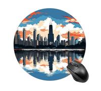 Chicago Skyline Round Mouse Pad Non-Slip Rubber Base Waterproof Circle Gaming Mouse Pad Aesthetic Desk Mat Small Portable Laptop Mousepad
