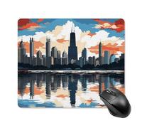 Chicago Skyline Square Mouse Pad Portable Computer Mousepad with Non-Slip Rubber Base 18 * 22cm Ultra-Thin Gaming Mouse Mat for Computer Laptop Office Desk Accessories