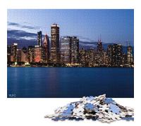 Chicago Skyline Travel Puzzles 500 Piece Puzzles Jigsaw Puzzles for Adults Educational Game Challenge Toy 500pcs (52x38cm)