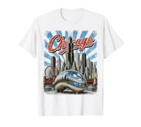 Chicago Skyline Vintage Travel Cloud Gate Graphic T-Shirt