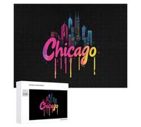 Chicago Skyline Wooden Jigsaw Puzzles for Adults Intelligent Games Home Decor Artwork for Home Office 500 PCS