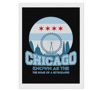 Chicago Skyscraper Diamond 5D Painting Kits for Adult Beginners Round Full Drill DIY Wall Art Craft Decor Gift 12"x16"