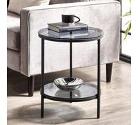 Chicago Smoked Glass Round Lamp Table with Shelf