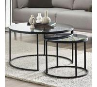 Chicago Smoked Glass Round Nest of Coffee Tables