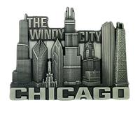 Chicago Souvenir Magnet, Windy City Skyline Decoration, Durable Refrigerator and Office Magnetic Decal, 2.25 by 3 Inches