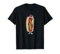 Chicago Style hot Dog Christmas Santa hat Poppy Seed T-Shirt