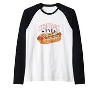 Chicago Style Hot Dog Vintage Food Lover Chicago Travel Raglan Baseball Tee