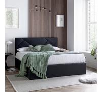 Chicago - Super King - Ottoman Storage Bed - Black - PU Leather - 6ft - Happy Beds