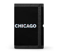 Chicago Text Art Trifold Men's Wallets with 8 Card Slots & Key Hook Slim Travel Purse Money Clip