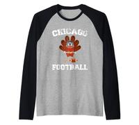 Chicago Thanksgiving Day Football Illinois Distressed Turkey Raglan Baseball Tee