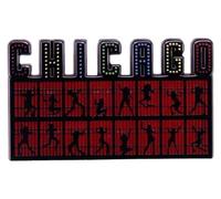 Chicago Title Logo Dancers Dance Silhouettes Red Black Background Roxie Hart Art Deco Fosse All That Jazz Mr Mister Cellophane Broadway Musical Theater Theatre 1.6" Enamel Pin Badge