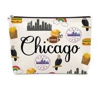 Chicago Travel Gifts Makeup Bag for Traveling Lover Women Chicago Souvenirs Gifts City Travel Gift for Girls Female Friend City Themed Gift Cosmetic Bag Christmas Birthday Trip Present Cosmetic Pouch