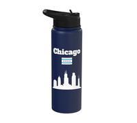 Chicago Trip City Lover Souvenir Chicago Flag Stainless Steel Insulated Water Bottle