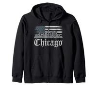 Chicago Tshirt Men Women CG Illinois IL VIntage Retro Zip Hoodie