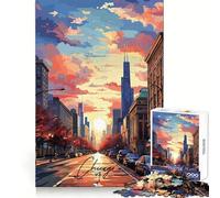 Chicago United States Jigsaw Puzzles 1000 Pieces for Adults Brain Memory Calm Leisure Tight Lock (38x52cm)