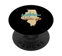 Chicago Urban Skyline On The Illinois State Map Retro PopSockets Adhesive PopGrip