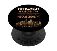 Chicago USA Coordinates Minimal City Identity Design PopSockets Adhesive PopGrip