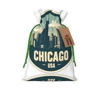 Chicago Usa Drawstring Gift Bags Small Item Treats Wrapping Storage Bags Christmas Birthday Party Holiday