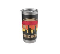 Chicago Vibrant Skyline Sunset Silhouette Stainless Steel Insulated Tumbler