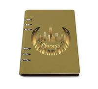 Chicago Vinyl Skyline Leather Refillable Notebook with 90 Sheets Travel A5 Notebooks Writing Journal Personal Planner