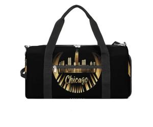 Chicago Vinyl Skyline Travel Duffle Bag with Shoes Compartment