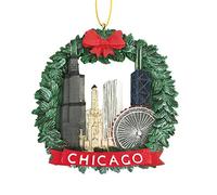 Chicago Wreath Christmas Ornament - Resin
