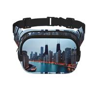 Chicago Zipper Fanny Pack, Crossbody Bags with Adjustable Strap for Jogging, Cycling