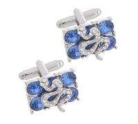 CHICAMPERA 1 Pair Men Cufflinks with Blue Rhinestones, Alloy Material, Practical and Comfortable to Touch, Classic and Graceful Style, for Formal Occasions and Anniversaries