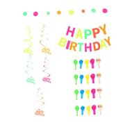 CHICAMPERA 1 Set Glow the Dark Happy Birthday Banner Set Neon Party Supplies with Fluorescent Balloons for Birthday Wedding and Carnival Theme Celebrations Easy Assembly and Unique Design for