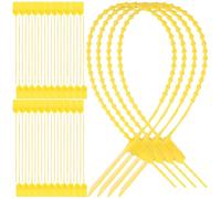 CHICAMPERA 100pcs Yellow Plastic Pull Tie Label Tags Tamper Proof Self-Locking Security Seals for Garment and Fire Extinguisher Use