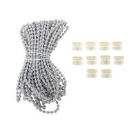 CHICAMPERA 10m Grey Beaded Ball Chain with 10 Sets of Bead Buckles Roller Blind Replacement Cord for Vertical Curtains Window Blind Pull Chain Accessories Random Color