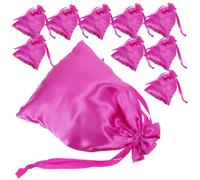 CHICAMPERA 10pcs Drawstring Cosmetic Bags Small Storage Pouches Lightweight Makeup Organizer for Women Travel Toiletries Jewelry in Elegant Rose Red