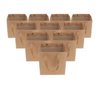 CHICAMPERA 10pcs Square Kraft Paper Bags with Handles, Spacious Capacity and Wear-resistant Design, for Cakes, Bonsai, and Party Wrapping in Retail Use