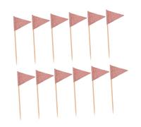 CHICAMPERA 12pcs Rose Gold Triangle Cake Flags Picks for Party Appetizers and Desserts Lightweight Portable Cocktail Toothpicks for Cupcake Cheese Platters Fruit Decorations Wedding and