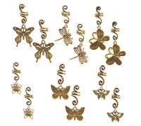 CHICAMPERA 12pcs Vintage Butterfly Hair Jewelry for Braids Solid Alloy Metal Ring Lightweight Dreadlock Charms for Women and Easy to Install Retro Hair Accessories for Stylish Hairstyles