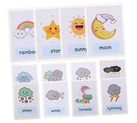 CHICAMPERA 12Pcs Weather Cognition Flash Cards Double Sided Learning Cards for Bright Cartoon Design Fun Educational Tool for Teaching Words and Enhancing Vocabulary