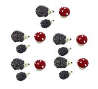 CHICAMPERA 15 Pieces Resin Hedgehog Succulent Miniature Ornaments Set, Indoor Outdoor Garden Decor, Mini Fairy Garden Accessories for Dollhouse and Terrarium Display